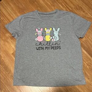 Gray 'Chillin' With My Peeps' T-Shirt Easter new